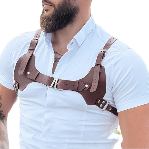 Men's Harness Belt, Costume PU Leather Body Chest for Men, Sexy Punk Body Harness Belt, Adjustable Buckle Clothes Outfits, Nightclub Cosplay Clubwear #28