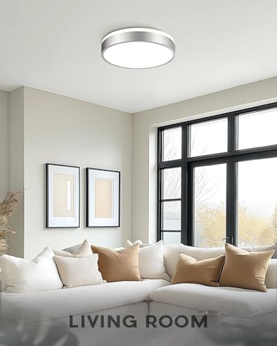 Image of Ken & Ricky 12 inch Modern Flush Mount Ceiling Light,Brush Nickel,2 Pack
