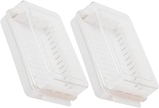 COHEALI 2Pcs Butter Cutter Box with Transparent Lid Detachable Butter Dish Container for Fridge Storage for Freezer and Table Serving White