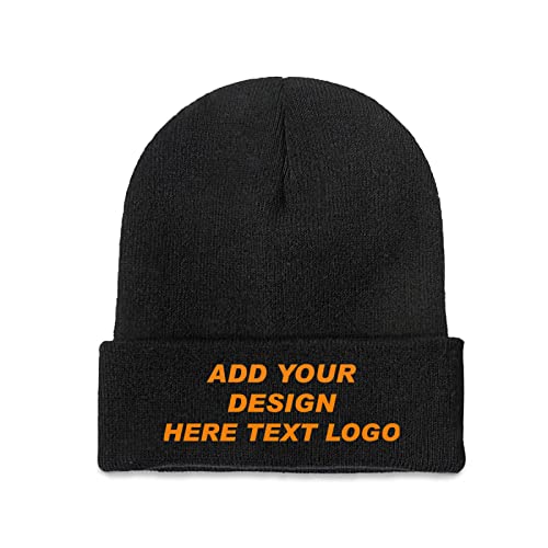 Custom Beanie for Men Personalized Beanie Design Your Own Custom Knitted hat Black