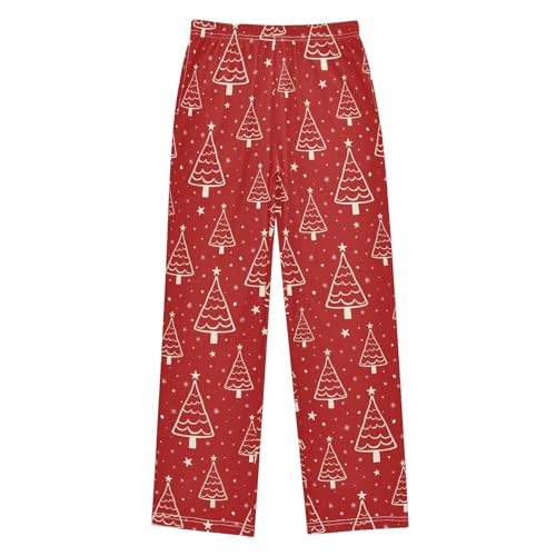 Boys' Pants Christmas Tree Star Red Pattern Long Bottoms Jogger Pants Elastic Waist Trousers with Pockets S-XL