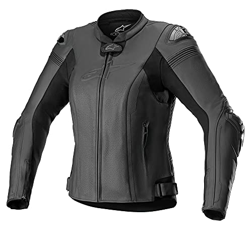 Alpinestars Stella Missile V2 Veste en Cuir Vêtements de Moto, Noir Noir, 38 Femme