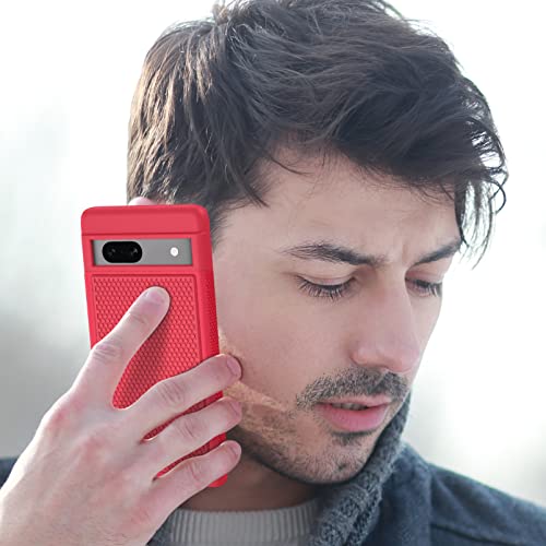 Fntcase For Google Pixel 7A Case: Dual Layer Protective Heavy Duty Cell Phone Cover Rugged Shockproof With Non Slip Textured Back - Military Protection Bumper Tough - 2023, 6.1Inch (Red) #TOP7