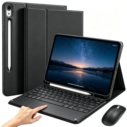 TianTa �L�[�{�[�h�P�[�X for Samsung Galaxy Tab S10 Lite/S10 FE 2025 / S9 FE 2023 10.9�C���` �A�}�E�X�A�}�O�l�b�g���E�����C�����X�o�b�N���C�gBluetooth�g���b�N�p�b�h�L�[�{�[�h�A�y