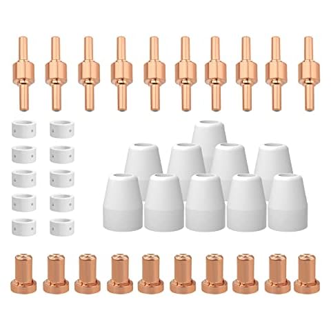 Reboot Plasma Cutting Torch PT31 Consumables Kits 40 PCS Red Copper Extended Long Tip Electrode Nozzles for Cut 40/Cut 50 PT31 LG40 40A Cutting Torch (Touch ARC Cutter Consumables) Cover