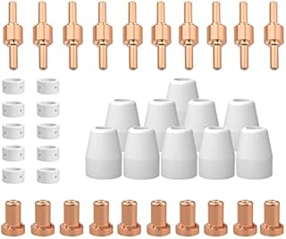 Plasma Cutter Consumables fits CUT40 CUT50 with Plasma Cutter Torch PT31 LG40 for RBC-4000/4500/5000D 40 PCS Nozzle Electrode Extended Long Tip Shroud Shield Cup