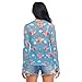 Cartoon Pig Star Blue See Through Tops for Women Mesh Sheer Tops Long Sleeve Women Blouse Zipper Handle Camping Beach Swimming Pool Size M