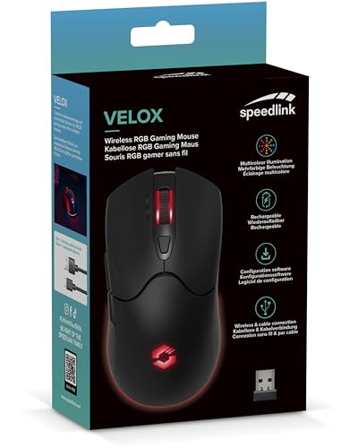 VELOX Mouse Gaming Wireless RGB - Mouse per PC senza Fili con Batteria ricaricabile, USB-C, 4800 dpi, programmabile, leggero, ricevitore USB nano, illuminazione LED RGB, nero - Mouse gaming - Immagine 11