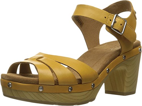 CLARKS Women's Ledella Trail Heeled Sandal Yellow Size: 6 Wide