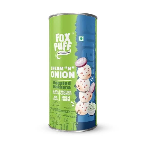 FOX PUFF - Makhana Magic in Every Bite Cream 'N' Onion Flavored Roasted Makhana, Crunchy Fox Nuts Snack, Cannister-image-37