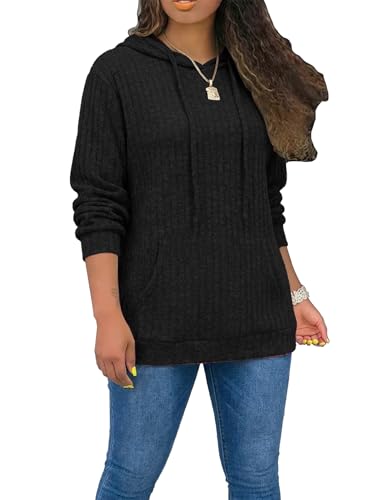 STOLKISS Women Casual Hoodies Long Sleeve Solid Lightweight Fall Pullover Tops Solid Velvet Loose Sweatshirts with Pockets