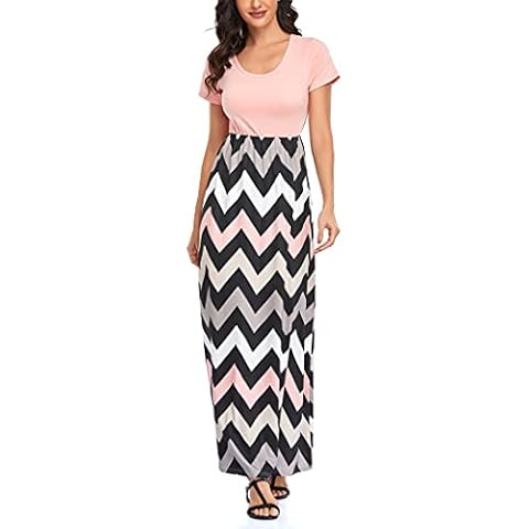 Mommy Jennie Women's Maxi Dresses Short Sleeve Long Casual Summer Sundresses,B1,L Cover