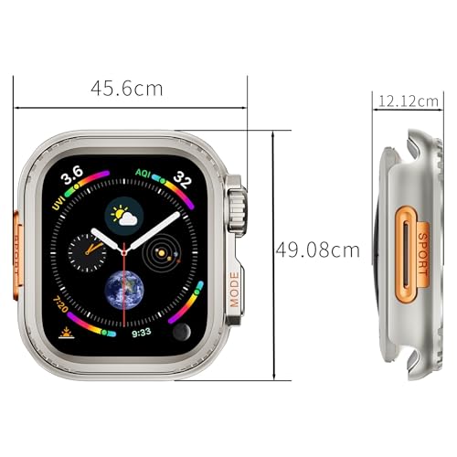 TPUOTI Do obudowy zegarka Apple Watch 44 mm 45 mm 46 mm 42 mm 49 mm Metalowa obudowa zegarka(Bright Gold,45mm)