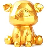 Piggy Bank, Cute Geometry Money Bank, Unbreakable Coin Bank for Girls and Boys, Great Birthday Gift（Pig Golden）