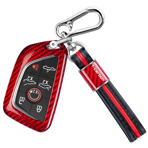 Coque de clé Corvette C8 en véritable fibre de verre rouge luxe T-carbon