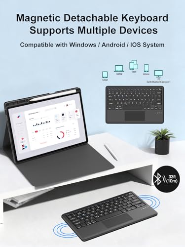 Touch Keyboard Case for Lenovo Idea Tab Pro 12.7'' 2025, Keyboard for Idea Tab Pro 12.7inch Case with Trackpad, Smart Cover Folio for Lenovo 2025 Tablet Keypad with Pen Holder & Auto Wake/Sleep — view 3