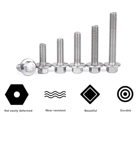 Image of cSeao 1 /4-20 x 1 Flanged Hex Head Bolts Flange Hexagon Screws, Stainless Steel 304, DIN 6921, 10 PCS