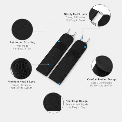 Image of FEORA Buckle Less Belt for Men, No Buckle Belt Free Size Adjustable Elastic Belt Strap for Men Jeans Women Dresses Buckleless Belt Hook Tactical Metal (BLACK)