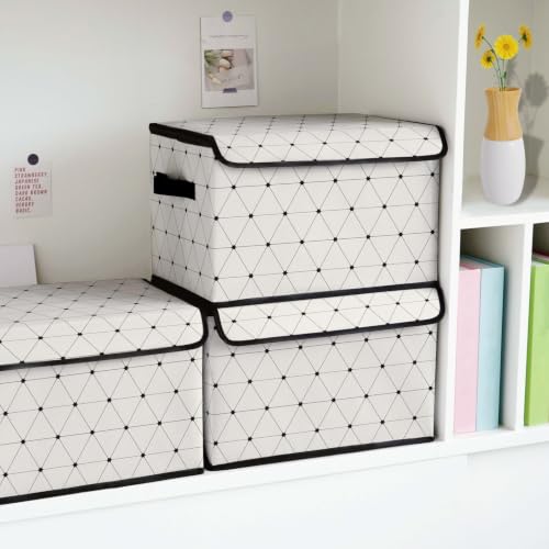 Image of Fabric Storage Bins with Lids,Under Bed Storage Containers 3Pack | Stackable Clothes Storage Bins with Lids,Closet Organizers Box for Home and Office,Blanket Clothes Organizers