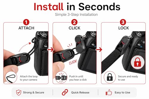 Image of Street27 2PCS Adjustable Nylon Camera Wrist Strap & Neck Lanyard with Quick Release - Universal DSLR Hand Strap for Sony, Nikon, Fujifilm & Mirrorless Cameras