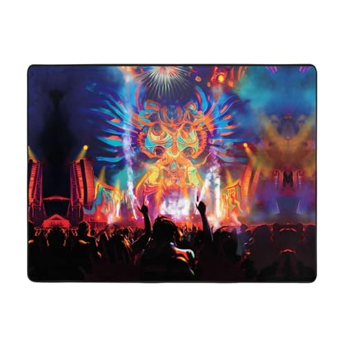 WZYWHJ Alfombras de área, para sala de estar, alfombra de pasillo, alfombra de guardería, alfombra de juego, alfombra de 63 x 48 pulgadas, impresiones de festivales de música