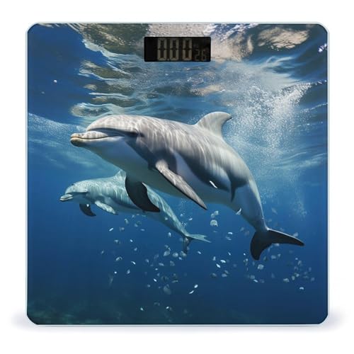 Báscula Digital de Baño Cute Dolphins de Vidrio Templado miniatura 1