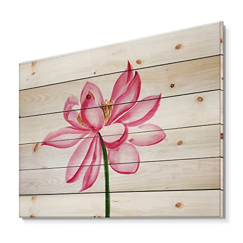 Impression sur bois de pin naturel lotus rose DesignQ tableau vintage premium