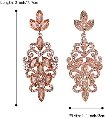 Clearine Wedding Earrings for Bride Crystal Marquise Butterfly Leaf Chandelier Filigree Cluster Dangle Earrings