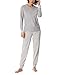 Produktbild Schiesser Damen Schlafanzug lang mit Bündchen Baumwolle-Nightwear Pyjamaset, grau-Mel_180114, 44