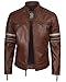 Decrum Leather Jackets Mens - Motorcycle Leather Jacket Men | [1130826] Hary Cognac White & Black Lines, XXL