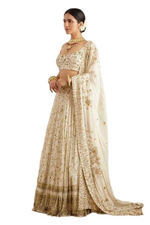White Georgette Embroidery Work Dupatta For Women