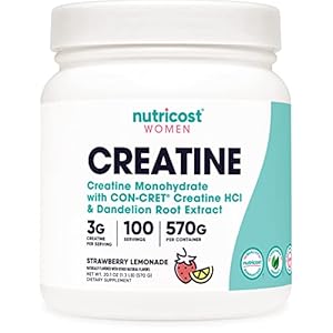 Nutricost Creatine Monohydrate Powder for Women, Micronized, Strawberry Lemonade, 100 Servings – Vegetarian, Non-GMO…