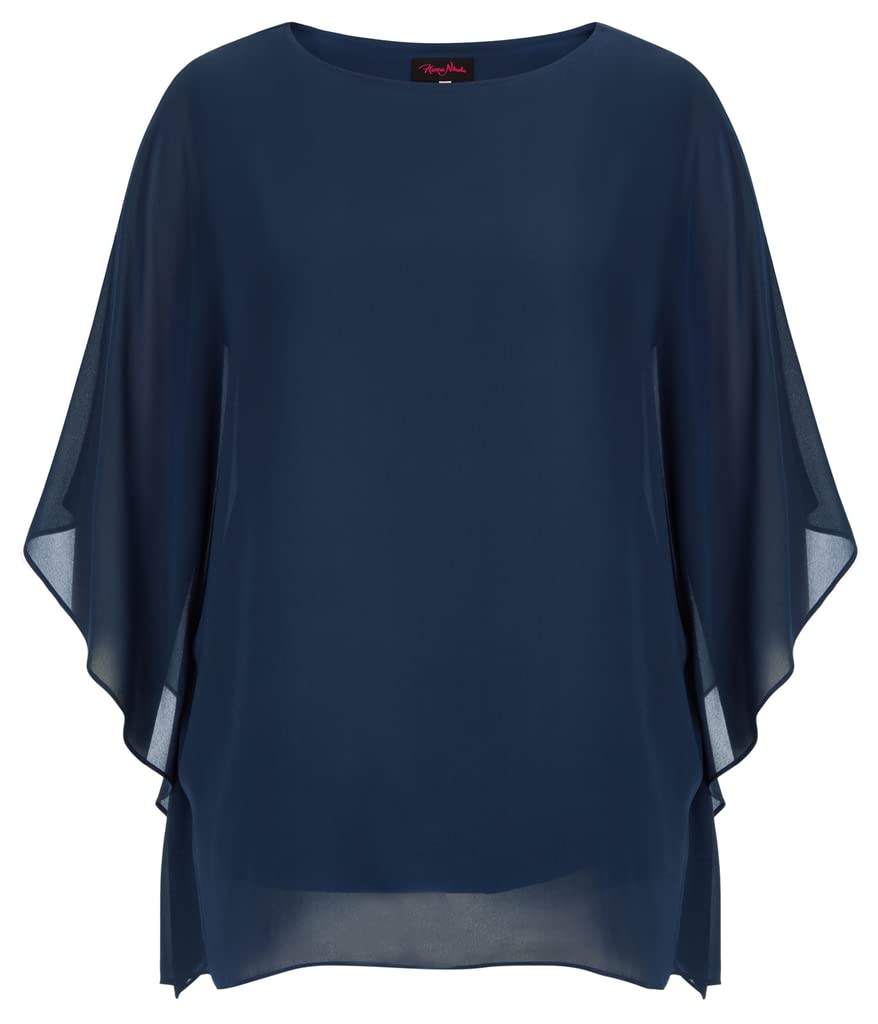 Hanna Nikole Plus Size Chiffon Tops Women Solid Color Double