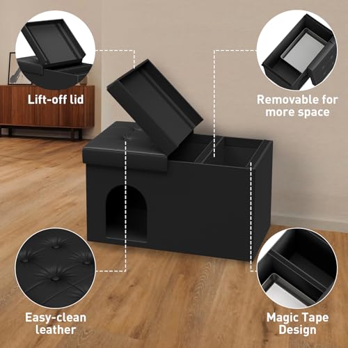 MESTYL Caixa de areia para gatos, 86.4 cm x 50.8 cm x 50.8 cm, móveis escondidos extra grande para c