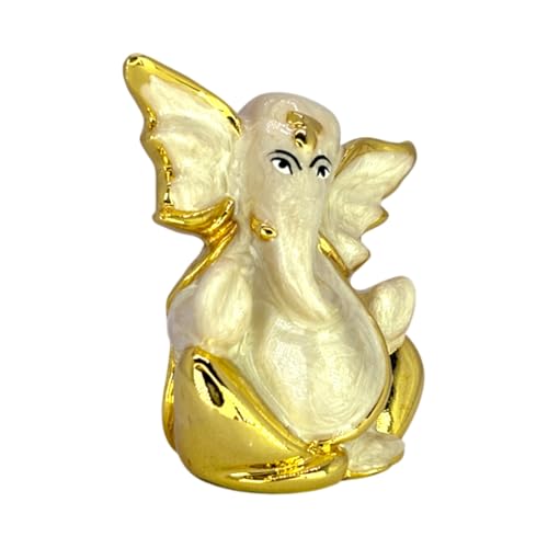Image of Pearl White Flying Ganesha | Divine Ganpati Idol for Car Dashboard, Travel,Office & Home Temple,Devotion | Symbol of Prosperity,Protection, Blessings & Success | Height 2.3 Inch