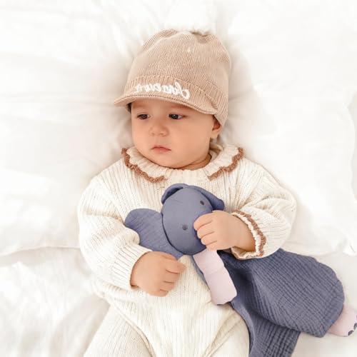 Image of lulumoon Muslin Elephant Lovey for Babies: Skin-Friendly Security Blanket for Self-Soothe - Newborn Gift for Baby Shower