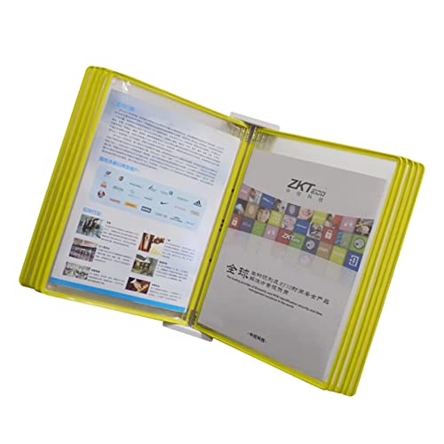 Genérico Organizador de Referencia de Pared - Expositor de catálogos con 10 Bolsillos A4 de Doble Cara, Amarillo. Sistema de Almacenamiento de Documentos de Pared para Carpetas de Hojas Sueltas y Mat