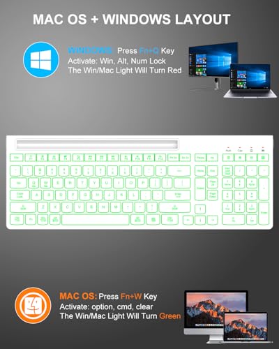 Image of Wireless Keyboard and Mouse Combo, 7 Backlit Effects, Light Up Letters, Rechargeable, Phone Holder, 6 Button Mouse, Ergonomic Tilt Angle, 2.4GHz Silent USB Keyboard Mouse for Laptop, PC