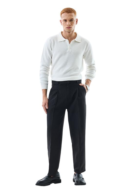 Image of SNITCH Black Korean Relaxed Fit Trousers