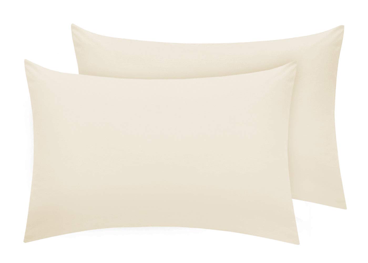 Housewife Pillow Cases 2 Pack Bedroom | Pillow Covers | Polycotton Plain Dyed Housewife Bedding Pillowcases Pair - 50x75cm (Cream)