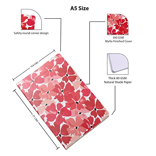 Image of Papboo A5 Handy, Easy to Carry Unruled, Plain Cute Fruits & Floral 2 Sets of 4 for doodling, Writing, Notes, Notebooks -Matte Finished - Journal Diary, Gift.(60 * 8= 480 80 GSM Pages)