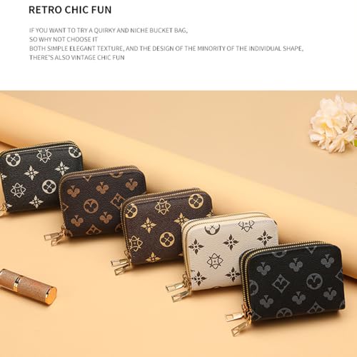 Credit Card Holder for Women Men，Retro Print Wallet with Double Zipper, Wallet Card Case，Business Accordion Wallets Gift3