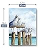 SUMGAR Ocean Wall Art Coastal Sea Bird Artwork Framed Prints Wall Decor Teal Beach Canvas Paintings for Bathroom Bedroom Living Room Decor 30x40cm #3