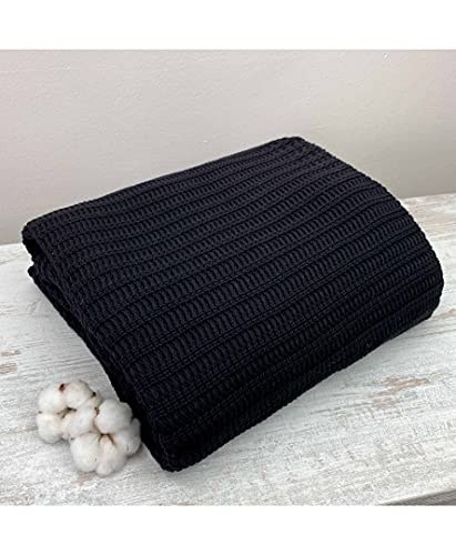 100% Baumwolle Kuscheldecke / Schwarze Farbe / 130 cm x 170 cm Cover