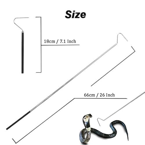 Pacote com 1 gancho de cobra extensível - Gancho de réptil de aço inoxidável de 66 cm com alça de bo