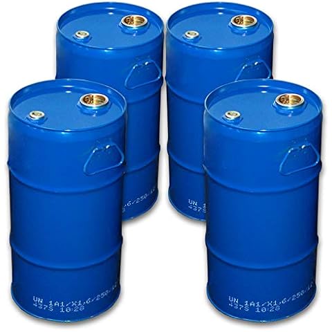 Wilai GmbH Lote de 4 bung barriles 30 L, tambor de metal, tonel metálico 2 aperturas, azul Cover