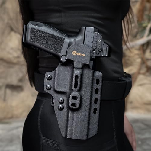 GRITR Omni IWB/OWB Kydex Modular Pistol Holster Fits Canik TP/Mete/Rival - Ambidextrous EDC Gun Accessory w/Optic Cut, Open Bottom, Adjustable Concealment Claw, Retention, Ride Height & Cant