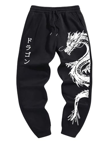 Men's Y2K Graphic Sweatpants Drawstring Waist Workout Jogger Pants Casual Lounge with Pockets