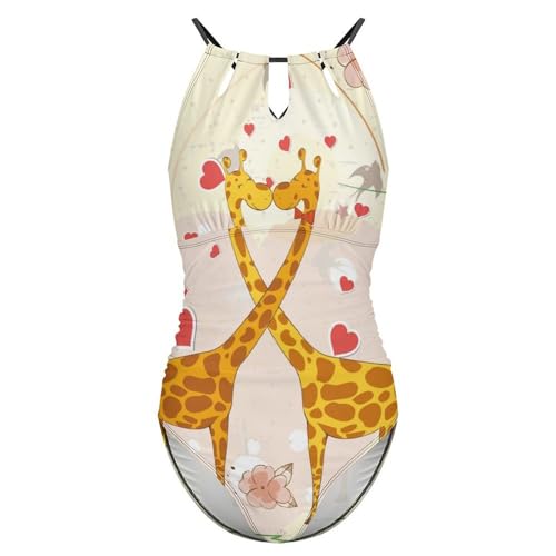 Maillot de bain contrôle ventre imprimé girafe effet sculptant