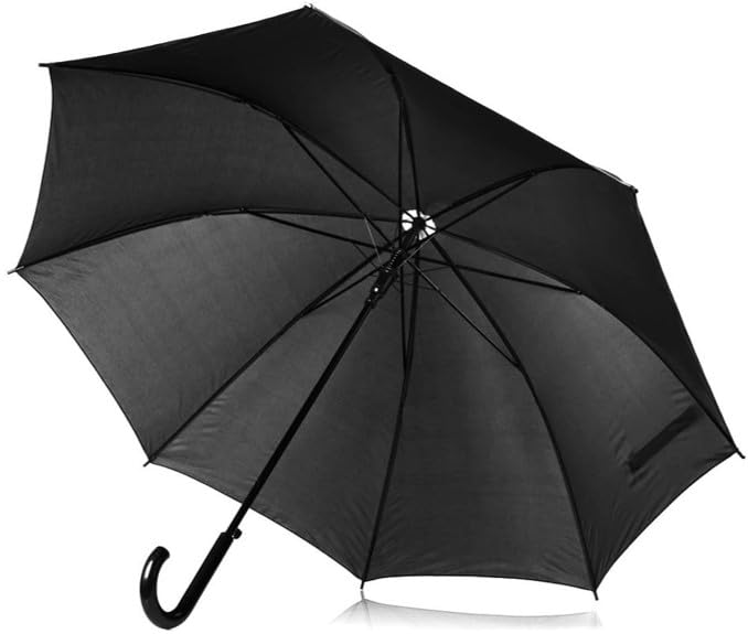 Genérico Paraguas Resistente 105 cm- Envio 24 h - Alta Categoría - Negro con puño - Paraguas Grande Resistente - Antiviento - Poliester (105, Mesl)